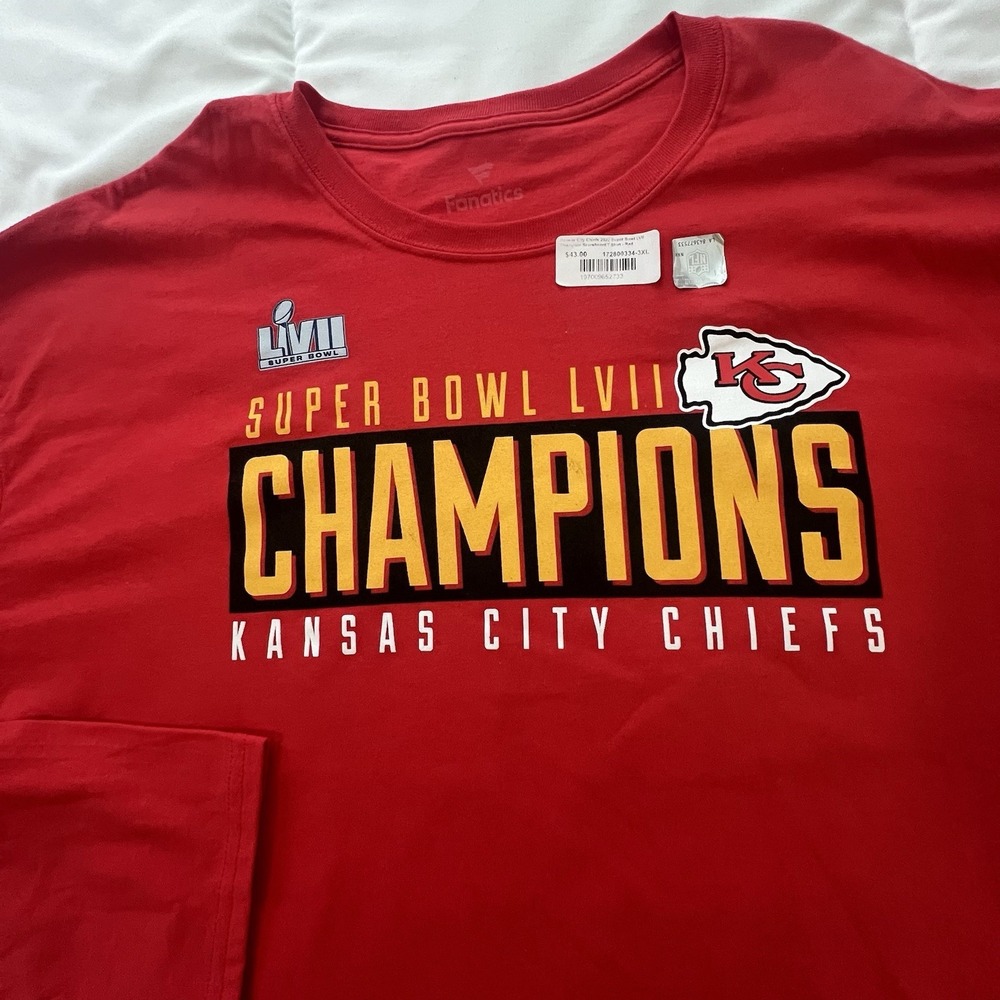 Kansas City Chiefs Super Bowl LVII Champions Long Sleeve Shirt 3XL Red NFL (153)
